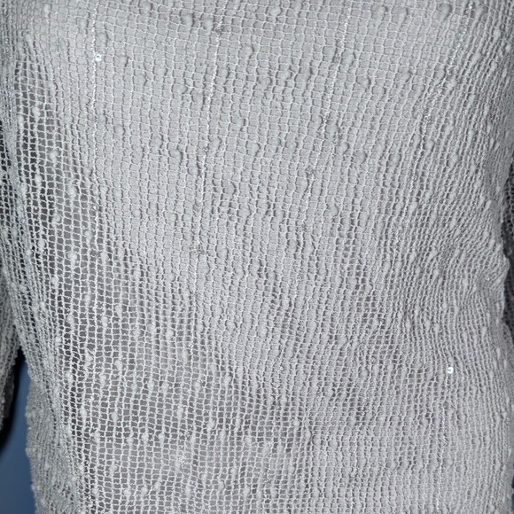 Indigo Soul Beige Sheer Knit Lace Hem Tunic Top | 2XL - Picture 7 of 14